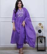 Lavender embroidered cotton salwar suit for casual
