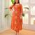 Rayon orange embroidered salwar kameez