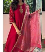 Embroidered rani pink chanderi festival trendy salwar kameez