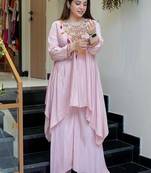 Light pink french crepe embroidered co ord sets