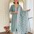 Aqua grey embroidered rayon salwar suit