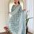 Aqua grey embroidered rayon salwar suit