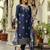 Navy blue viscose chanderi salwar suit with embroidered work