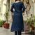 Navy blue viscose chanderi salwar suit with embroidered work
