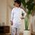 White satin thead with sequins embroidered work wedding function festival party boys straight kurta pant koti