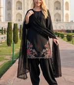 black crepe suit with sequin embroidery work