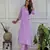 Floral embroidered  cotton v neck kurta trouser set