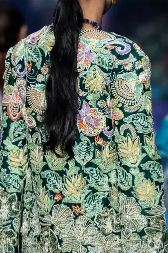 Green embroidered rawsilk sharara set