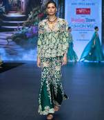 Green embroidered rawsilk sharara set