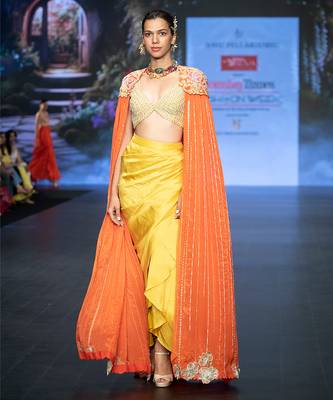 Yellow embroidered rawsilk co ord set 3
