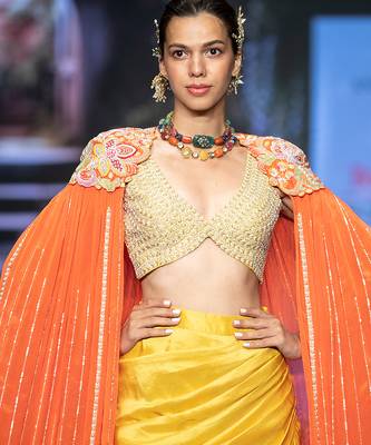 Yellow embroidered rawsilk co ord set 4
