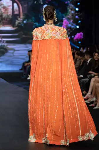 Yellow embroidered rawsilk co ord set