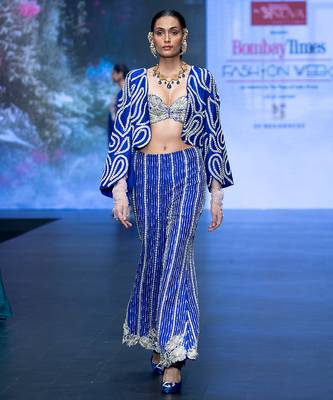 Royal blue embroidered rawsilk co ord set 2