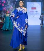 Royalblue embroidered puresilk kaftan set