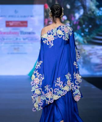 Royalblue embroidered puresilk kaftan set 4