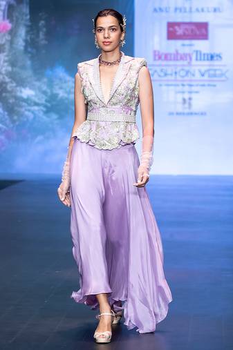 Lavender embroidered rawsilk co ord set