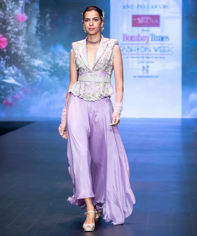 Lavender embroidered rawsilk co ord set