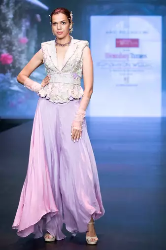 Lavender embroidered rawsilk co ord set