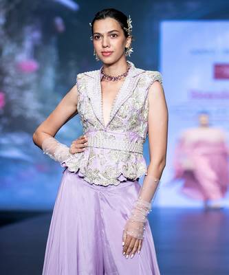 Lavender embroidered rawsilk co ord set 4