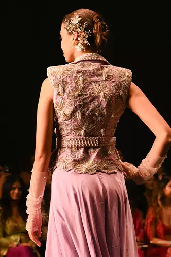 Lavender embroidered rawsilk co ord set