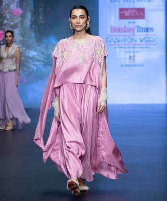 Pink embroidered puresilk co ord set 2