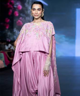 Pink embroidered puresilk co ord set 3