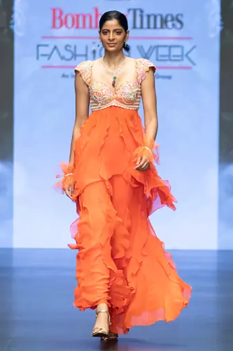 Orange embroidered rawsilk co ord set