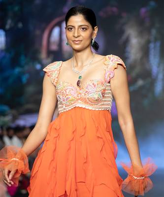 Orange embroidered rawsilk co ord set 2