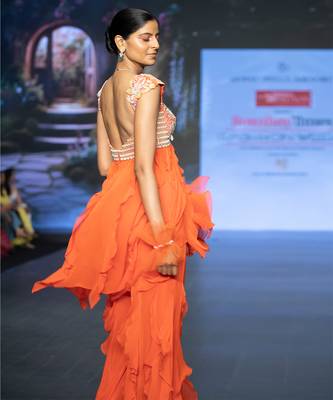 Orange embroidered rawsilk co ord set 3