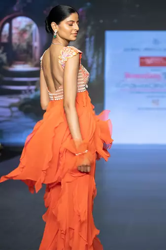 Orange embroidered rawsilk co ord set
