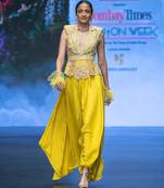 Yellow embroidered rawsilk co ord set