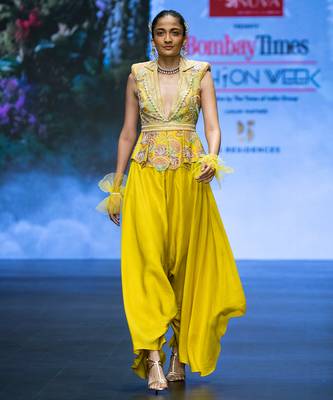 Yellow embroidered rawsilk co ord set 2