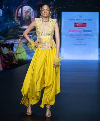 Yellow embroidered rawsilk co ord set 3