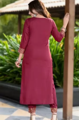 maroon rayon slub printed kurti set with dupatta new catalog launch