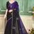 Purple half n half fendy two tone satin silk saree for women