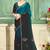 Teal half n half fendy two tone satin silk saree for women