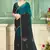 Teal half n half fendy two tone satin silk saree for women