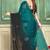 Teal half n half fendy two tone satin silk saree for women