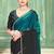 Teal half n half fendy two tone satin silk saree for women