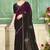 Wine half n half fendy two tone satin silk saree for women