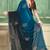 Teal blue half n half fendy two tone satin silk saree for women