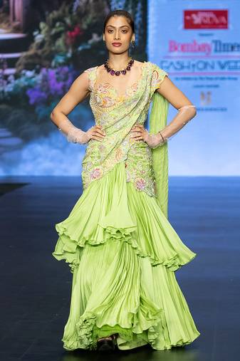 Green embroidered rawsilk saree