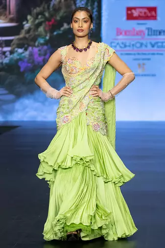 Green embroidered rawsilk saree