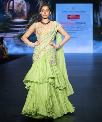 Green embroidered rawsilk saree 2