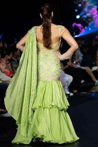 Green embroidered rawsilk saree