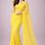 Lime yellow color plain georgette designer saree with blouse