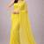 Lime yellow color plain georgette designer saree with blouse