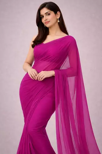 Frandango color plain georgette designer saree with blouse