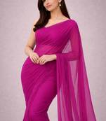 Frandango color plain georgette designer saree with blouse