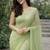 Pista  color plain georgette designer saree with blouse